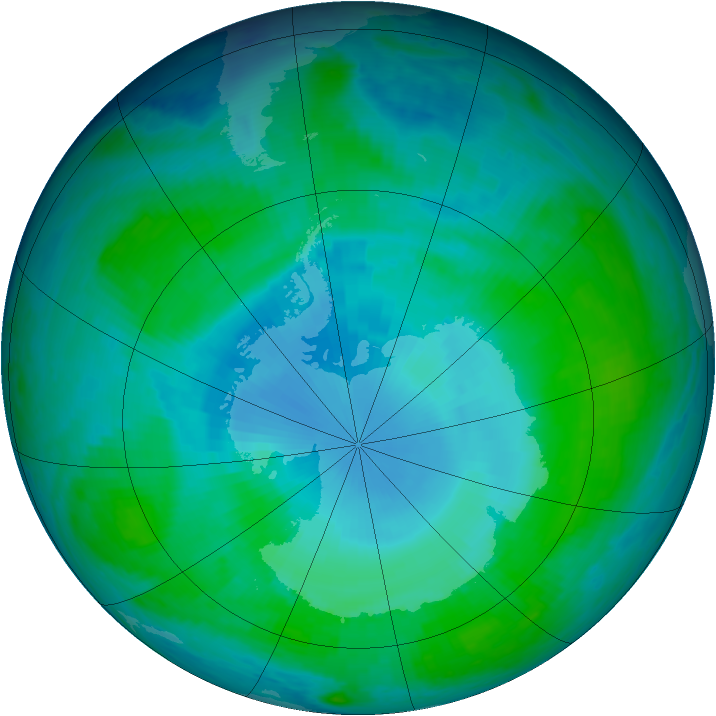 Antarctic ozone map for 17 January 1998